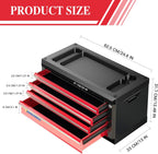 LARBANKE 4-Drawer Tool Box, Portable Tool Box with Lock&Keys,Toolbox with Waterproof and Rust-resistant Countertop,Anti-collision Corner,Special Connection Rods for Stacking with 5/7-Drawer Tool Chest