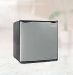 Igloo 1.6 Cu.Ft Mini Fridge with Freezer - Single Door Compact Refrigerator with Glass Shelves for Homes, Dorms & Offices - Keep Drinks & Frozen Foods Cool with Temperature Control Fridge - Platinum