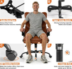 Ergonomic Office Chair with Flip-up Armrests 300lbs,Middle- Tall Computer Office Desk Chair with Lumbar Support,Executive PU Leather Chair with Rocking Function Adjustable Height for Home Office