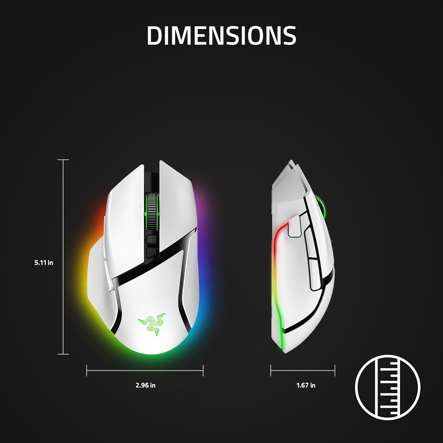 Razer Basilisk V3 Pro Customizable Wireless Gaming Mouse: Fast Optical Switches Gen-3 - HyperScroll Tilt Wheel - Chroma RGB - 11 Programmable Buttons - Focus Pro 30K Optical Sensor - White