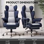 GTPLAYER Gaming Chair,Office Chair with Pocket Spring Lumbar Support, Ergonomic Comfortable Wide Office Desk Computer Chair with Outward Fixed Soft Armrests and Footrest (Fabric, Dark Blue & White)