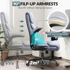 Office Chair, Leather Chair with Adjustable High Back Flip-up Armrests，Ergonomic Desk Chairs Big and Tall, Lumbar Support Swivel Computer Chair with Rocking Function