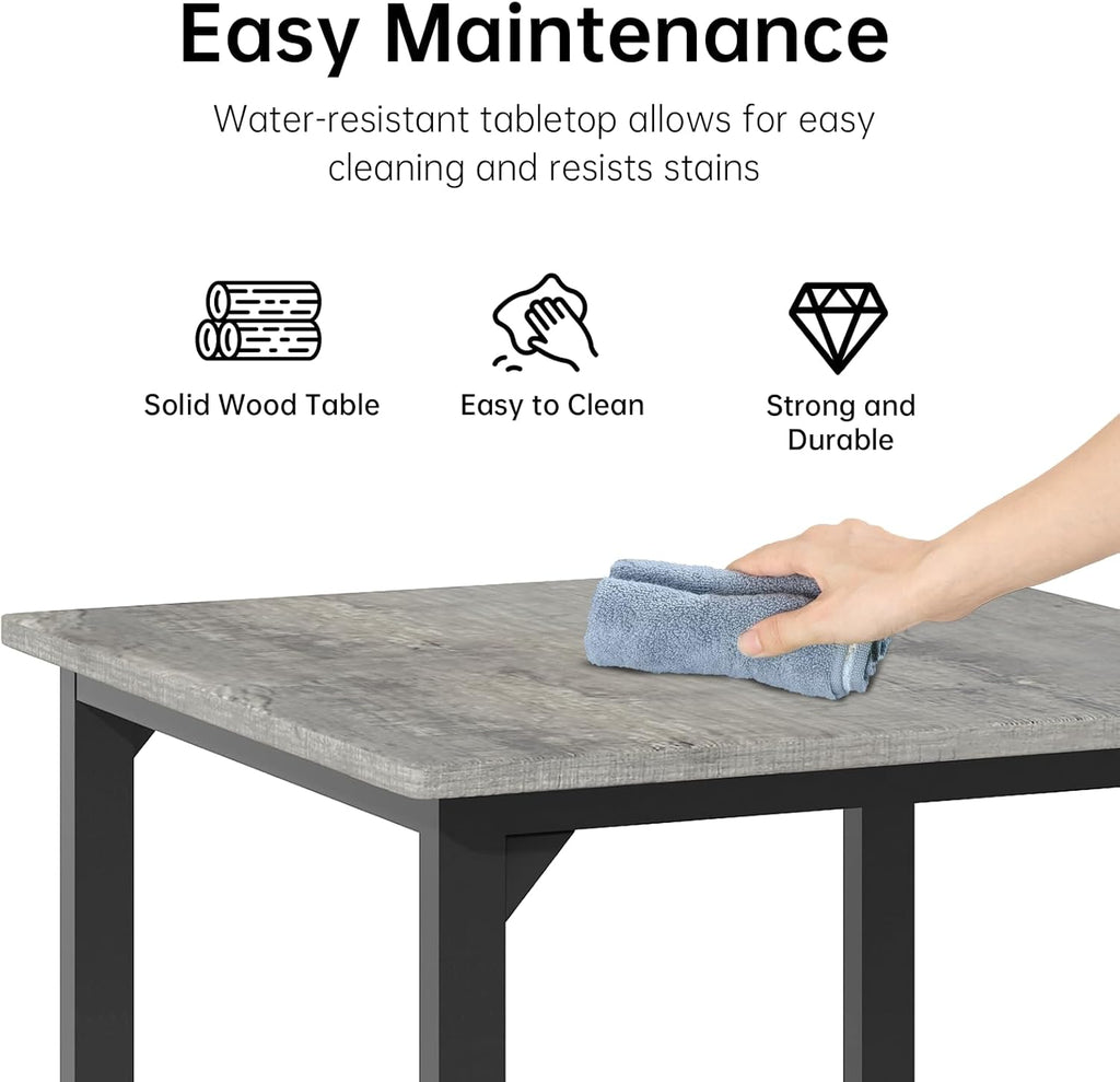 AWQM 5-Piece Dining Table Set, Dining Table Set for 4, Counter Height Table & 4 Bar Stools, Modern Kitchen Dining Set, with Upholstered Chairs, Compact Dining Set for Small Spaces, Gray
