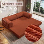 78.8" Folding Convertible Sofa Bed, 4-in-1 Floor Sofa Modular Futon Couch .Pull Out Couch Memory Foam King Size Sofa Bed .No Assembly Needed Boneless Couch for Living Room（Orange）