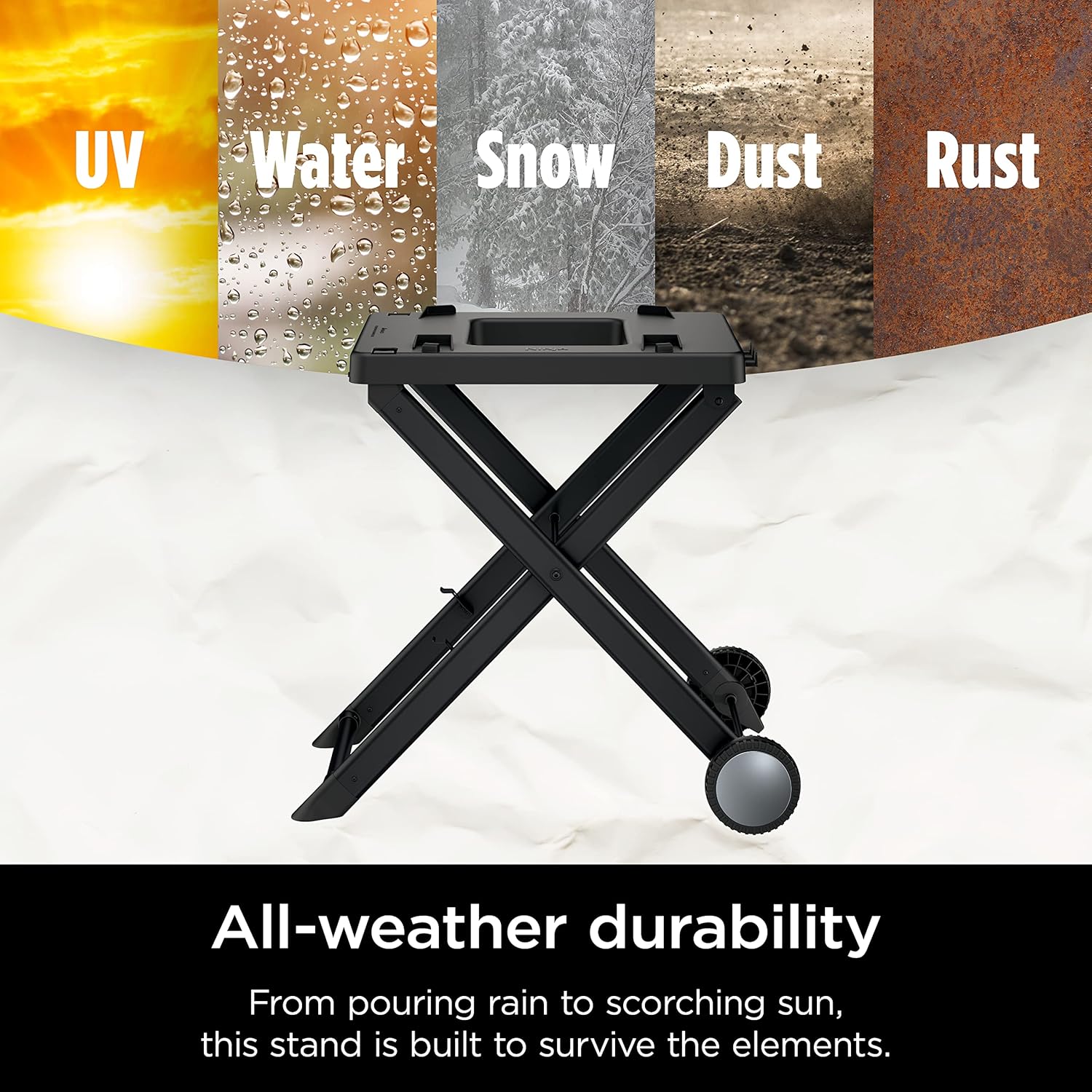 Ninja XSKSTAND Woodfire Collapsible Outdoor Grill Stand  Compatible with Ninja Woodfire Grills (OG700 Series)  Foldable  Side Utensil Holder  Weather-Resistant  Black