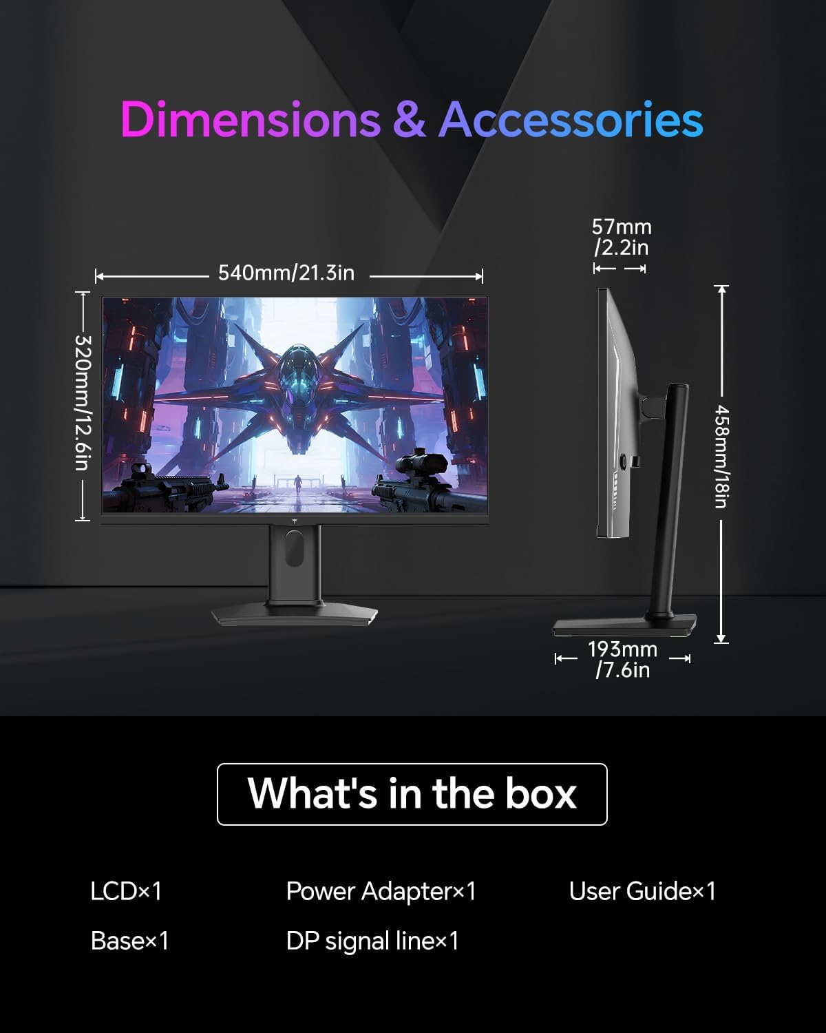 KTC 24 Inch Gaming Monitor 180Hz - 2K 1440P Computer Monitors  Fast IPS Monitor with HDR 400  Adaptive Sync  Up to 185Hz  HDMI 2.0 & Display Port 1.4  Height Adjustable  Vesa Mount  H24T7