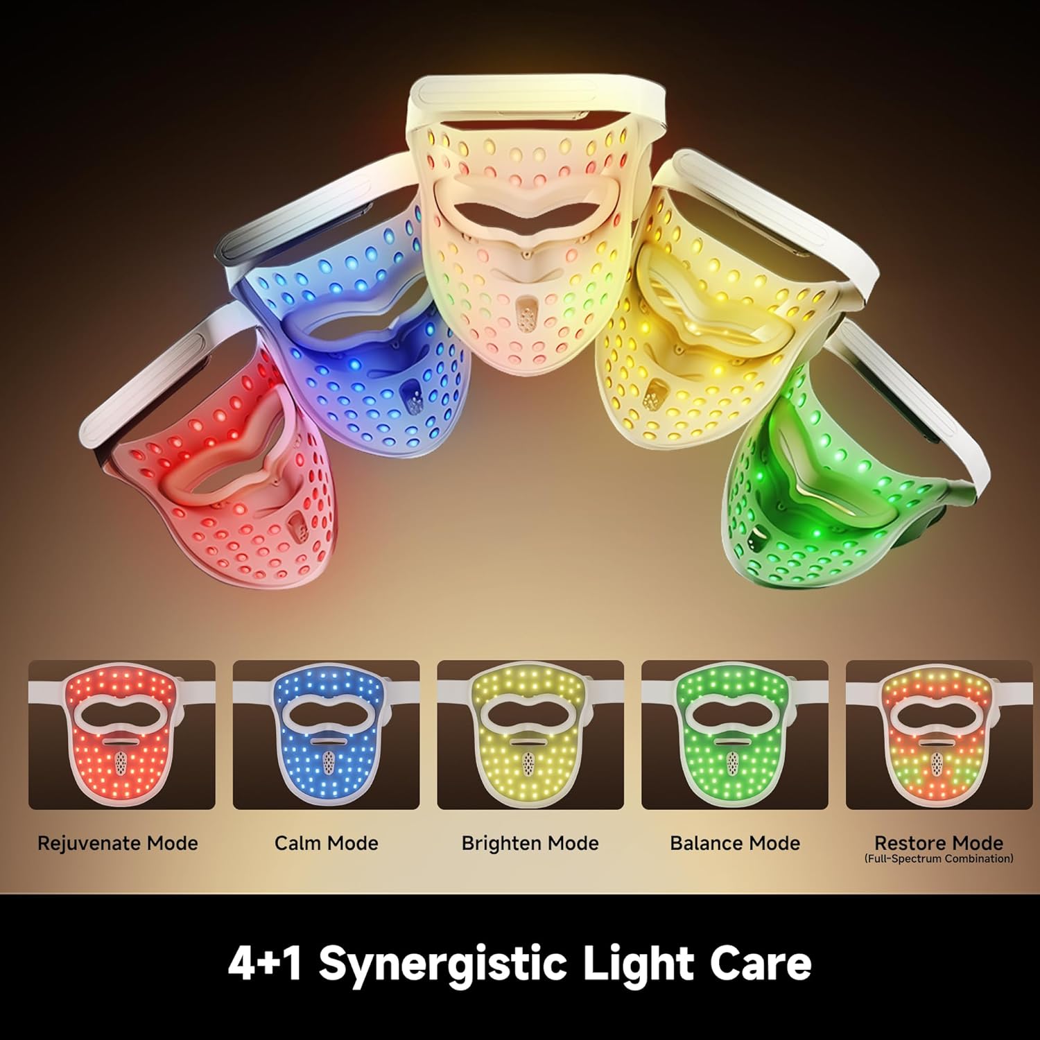 DREAME Chrona Photon Anti-Aging Skincare Mask | 4+1 Synergistic Lights |10min Session | 3D Ergonomic Fit | Hands-Free Use | Lightweight | Portability | Firming Skin | Clinically Proven
