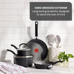 T-Fal Ultimate Hard Anodized Ceramic Nonstick 8 Piece Cookware Set, Oven Safe Up to 400°F, Dishwasher Safe, Pots and Pans Set, Includes Frying Pans, Saucepan, Cooking Utensils, Stone