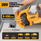 Cordless Drain Auger Compatible with De-walt 20V Battery, Auto-Feed Plumbing Drain Snake with 23.62FT Replaceable Cable, Drain Clog Cleaner Tool for Sink, Toilet, Bathtub, Sewer (Battery Not Included)
