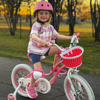 RoyalBaby Girls Bike with Training Wheels and Kickstand, Stargirl Kids Bicycle 16 Inch Toddlers to Big Kids 4-7 Years, Coral Red