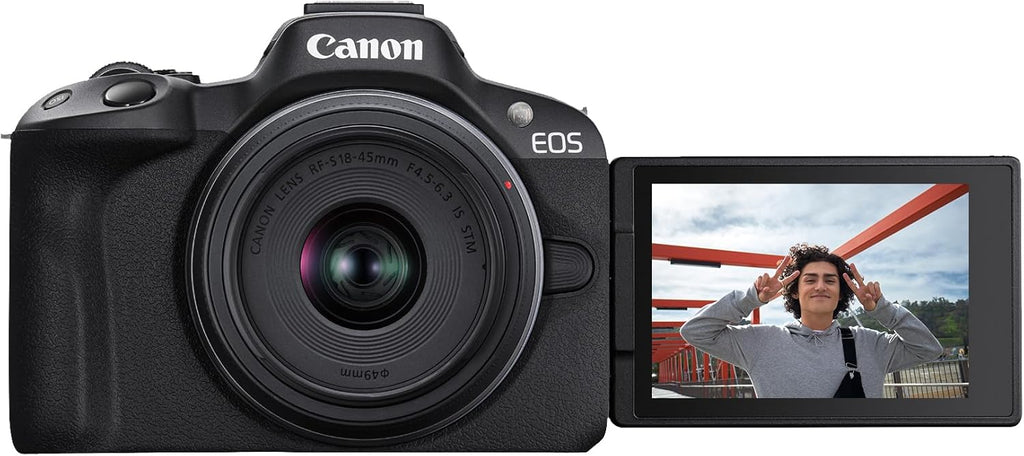 Canon EOS R50 Mirrorless Camera RF-S18-45mm F4.5-6.3 is STM Lens Kit  24.2 Megapixel CMOS (APS-C) Sensor  4K Video  Hybrid Camera  Photo and Video  Vlogging  Content Creator  RF Mount  Black