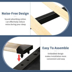 Queen Size Bed Frame with 4 Storage Drawers, Faux Leather Upholstered Bed Frame Queen with Headboard, RGB LED Ligths, Heavy Duty Metal and Wood Slat Support, No Box Spring Needed, Easy Assembly, Black
