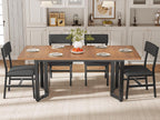Itaar 5-Piece Dining Table Set for 4-6 People, 63" Extendable Kitchen Table and 4 Cushion Chairs, Dining Room Table with MDF Board & Metal Frame for Small Space, Easy Clean, Brown