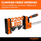 JORGENSEN 50-Inch Parallel Bar Clamp, Heavy-Duty Cabinet Master Clamp for Woodworking Glue-Up, 2200 lbs Force, Quick Release, Spreader Function, 2-Pack