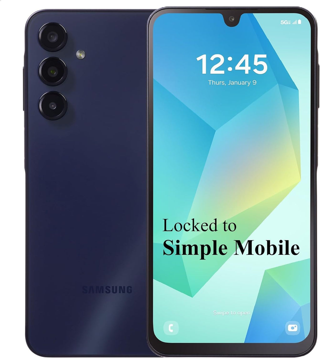 Simple Mobile, Samsung Galaxy A16 5G, 128GB, Prepaid Smartphone, Black, 50 MP Camera, Locked
