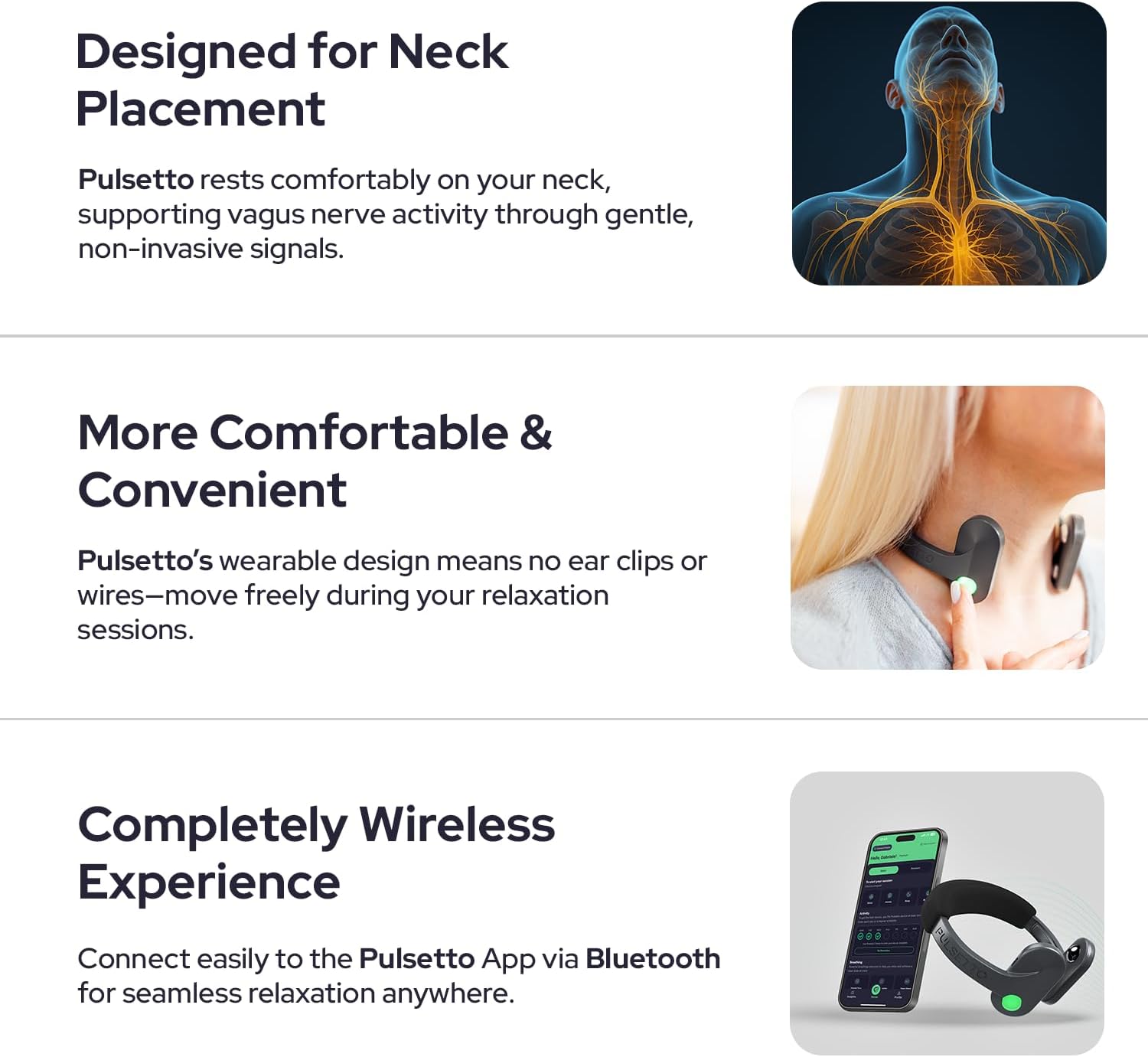 Pulsetto Wellness Wearable with Vagus Nerve Support – Patented Neuro Technology for Relaxation  Stress Balance  Focus  and Restful Sleep