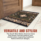 YHSF South West Native American Area Rug C318 - Easy Clean, Thick, Soft, Durable Native Tribal American Indian Inspired Rug for Bedroom/Living Room and More - Sage Green, 8 Feet x 10 Feet