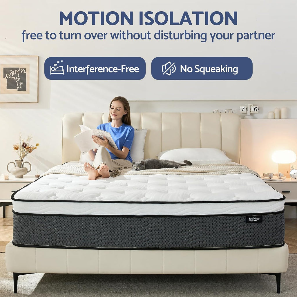 Full Size Mattress, Hybrid Mattress with Gel Memory Foam, Pocket Springs Mattresses for Motion Isolation, Pressure Relief