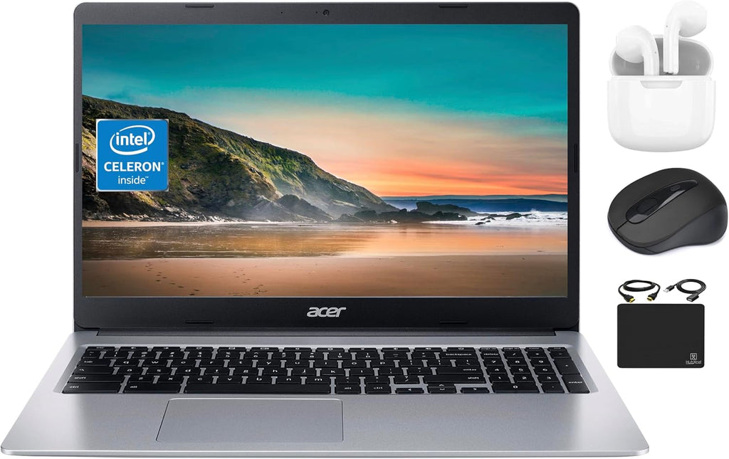 Acer Chromebook 2023 Flagship Laptop Computer Thin Light  15.6” HD Display  Dual Core Intel Celeron N4020 (Upto 2.80 GHz)  4GB RAM  64GB eMMC  Webcam  WiFi  Long Battery  Chrome OS+HubxcelAccessory