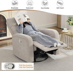 Swivel Rocker Recliner Glider Rocking Chair Nursery, Manual Swivel Recliner Chairs for Living Room, Camel Nursery Rocking Chairs Recliner, Chenille Fabric