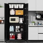 DUMOS Metal Storage Cabinet, 71" Locking Steel Storage Cabinet with 2 Doors and 5 Shelves, Tall Steel Cabinet for Garage, Home, Office, Gym,School, Black
