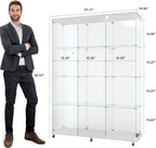Frameless Glass Display Cabinet, Curio Cabinet Display Case with Locks and Hinged Doors, Quick-Install Floor Standing Large Showcase Display Shelf for Collectibles, Legos, Figures, Plants