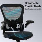 Office Chair Ergonomic Desk Chair Mesh Computer Home Office Desk Chair with Adjustable Lumbar Support Flip-up Armrests, 360 Swivel Comfy Task Executive Chair, Black