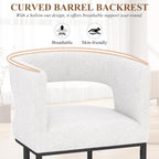 Westice Bar Stools Set of 3, 26” Seat Height Counter Height Stools with Curved Backrest, Barrel Sherpa Fabric Bar Chairs with Metal Frames, Upholstered Chairs for Kitchen Island, Pub, Club, Beige