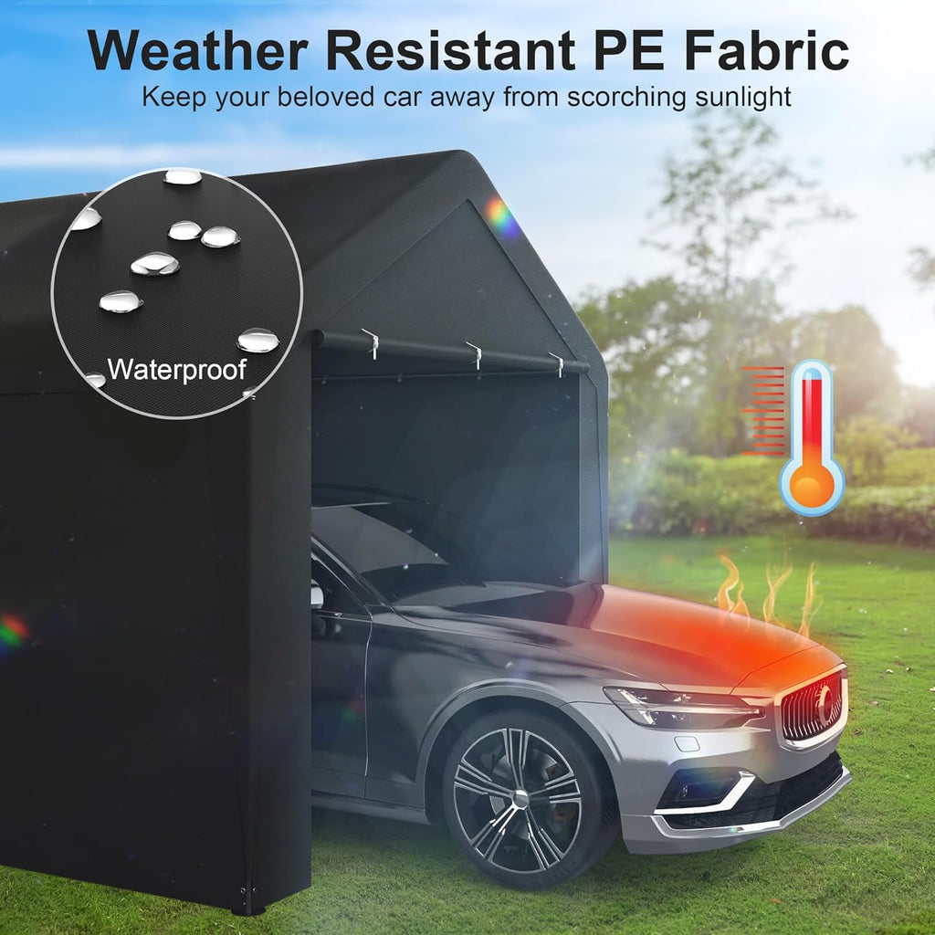 GOJOOASIS Carport Canopy Heavy Duty 10x20 ft Party Tent Portable Car Garage with Sidewalls (10 x 20 ft Black)
