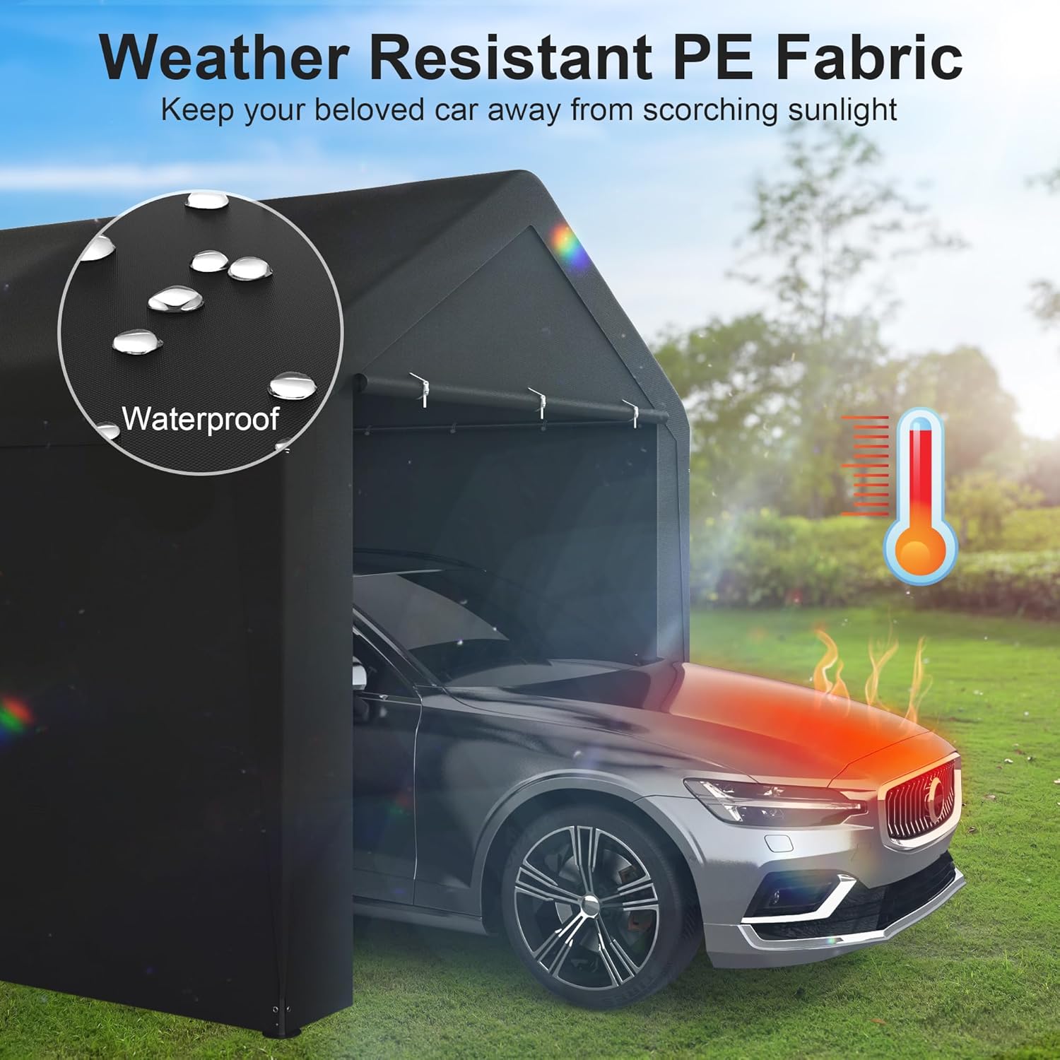 GOJOOASIS Carport Canopy Heavy Duty 10x20 ft Party Tent Portable Car Garage with Sidewalls (10 x 20 ft Black)