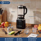 Glass Blenders for Kitchen with Tamper, Blender for Smoothies, Professional Blenders 1500W Motor, 9 Adjustable Speeds, 14 Preset Programs, High-Speed Heating Blender for Nut Milk, Soups, Sauces & More