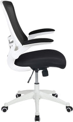 Flash Furniture Kelista Office Chair, Ergonomic, Mid-Back, White Frame, Black Mesh with Swivel