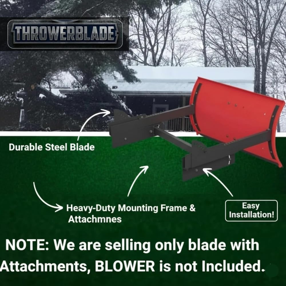 Throwerblade Snowplow Kit with (Blade  and Hardware Included) – Heavy-Duty Snow Plow Blade - Quick & Efficient Snow Removal - Snow Plow Attachment for Snowblowers- 22 to 32-inch 2-Stage and 3 Stage