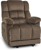 MCombo Zero Gravity Power Recliner Chair with Heat and Vibration Massage, Reclining Chair with USB Ports for Living Room, Fabric R6233 (Brown)