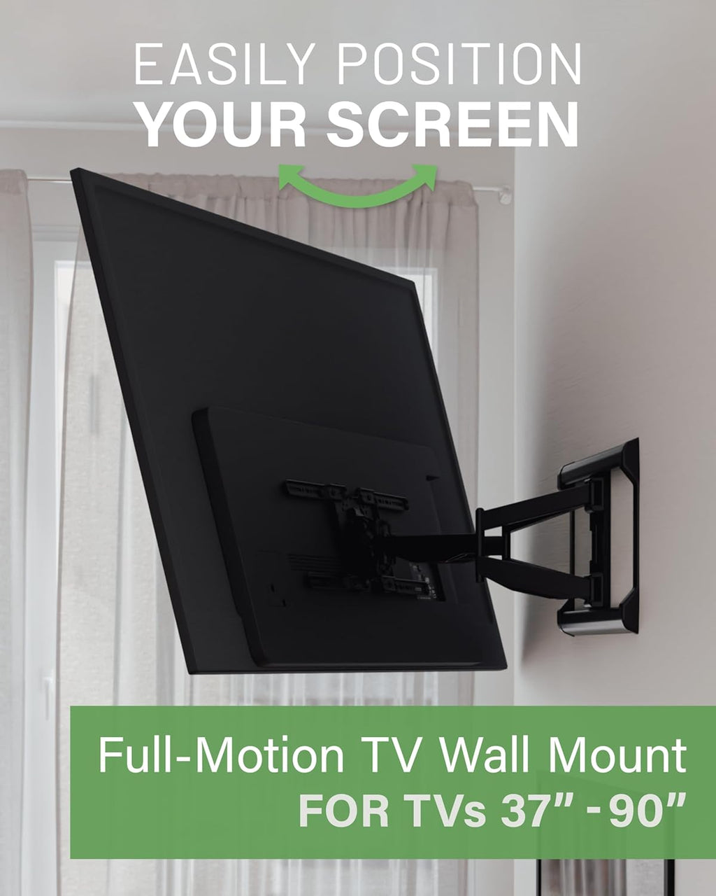 SANUS Full Motion TV Wall Mount for TVs up to 90" - Premium Design Extends 24" with Fingertip Swivel and Tilt - Easy 20 Minute Install - OLF24