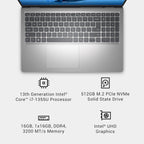 Dell 15 Laptop DC15250-15.6-inch FHD 120Hz Display  13th Gen Intel Core i7-1355U  16GB DDR4 RAM  512GB SSD  Intel UHD Graphics  Windows 11 Home  Onsite Service - Platinum Silver