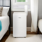 Whirlpool 14,000 BTU Portable Air Conditioner with Dehumidifier for Living Room, Apartment, or Bedroom, 115V, Portable AC for Large Rooms up to 700 Square Feet with Remote, 3 Speeds, and Timer, White