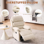 Adult 360° Rocking Recliner Chair .Nursery Rocker Reclining Chair with Side Pocket, a Comfy upholstered Single Sofa Armchair. Suitable for Living Room, Bedroom Nursing use, Velvet Fabric in Beige