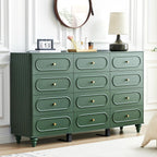 ORRD 12 Drawer Fluted Dresser for Bedroom, Mid Century Modern Chest of Drawers, Wood Storage Small Dresser Organizer for Bedroom Living Room Hallway Closet, Green