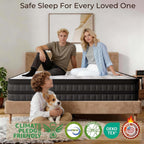 Queen Mattress 14 Inch Mattress Hybrid with Memory Foam & Pocket Springs for Motion Isolation, Breathable & Cooling Comfort, Medium Firm Support, Fiberglass Free, 365-Night Trial