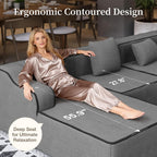 Cloud Sectional Couch for Living Room, 104'' L-Shaped Modular Sofa with Chaise, Modern Corduroy Boneless Couch with Deep Seat, No Assembly Required, Grey