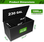 230 Gallon Outdoor Storage Box Waterproof, Extra Large Plastic Outside Deck Box Weatherproof, Resin Patio Storage Bin with Lock and Lids for Pool Equipment, Cushion, Black