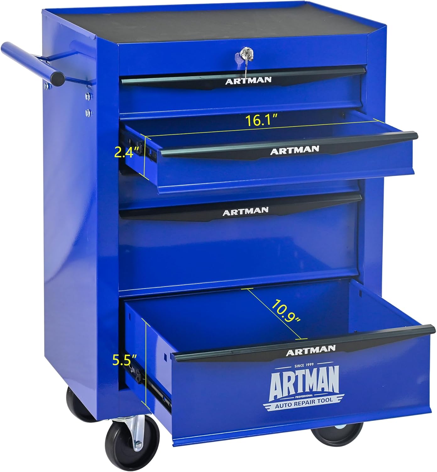 RYH 5 Drawers Rolling Tool Chest - 13" D x 20.9" W x 30.5" H Heavy Duty Mobile Tool Cart with Locking Wheels & Ball Bearing Drawers, Garage Tool Storage Cabinet (Blue, 5 Drawers)