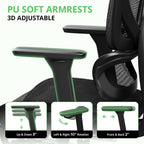 Synorla Ergonomic Office Chair with Footrest, Mesh Desk Chair with 135° Recline, Adjustable Lumbar Support, 3D Armrests and Headrest, Swivel Computer Chair for Home Office