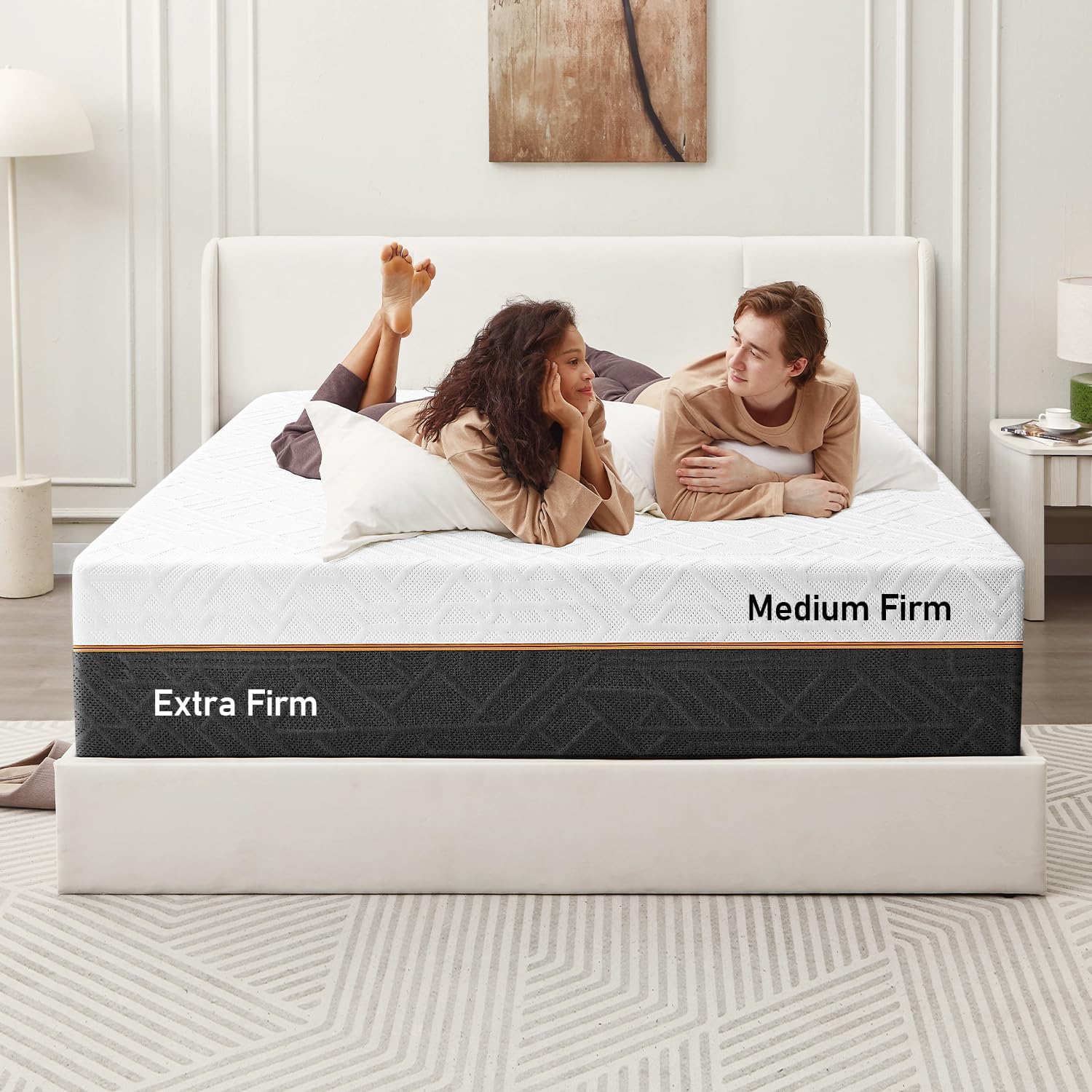 Extra Firm King Mattress 14-Inch: Extra & Medium Firm Dual Side Flippable, Dual Firmness Memory Foam for Back Pain, Cool Gel Washable Ice Silk Cover, CertiPUR-US Certified, Thick Couple Bed 80x76