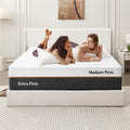 Extra Firm Queen Mattress 14-Inch: Extra & Medium Firm Dual Side Flippable, Dual Firmness Memory Foam Back Pain Relief, Removable Ice Silk Cool Cover, CertiPUR-US Certified, Made in USA, 80x60