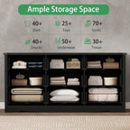 Dresser for Bedroom with 9 Drawers, 59" Wide Modern Chest of Drawers with Deep Drawers & Mental Handle, Wood Dresser TV Stand, Wooden Closet Storage Organizer for Living Room, Hallway, Entryway, Black