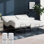 Nectar Split King Adjustable Base & 12” Hybrid Mattress (New Version) - Head & Foot Incline - Medium Firm Memory Foam & Coils - Cooling Layer - 3 Massage Settings - 365-Night Trial & Forever Warranty