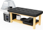 Hair Washing Head Spa Stationary Massage Table with Water Cycle & Fumigation Salon Equipment for Beauty Head Spa Physical Therapy Massage, Wood Frame, PU Leather - Black