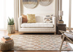 SAFAVIEH Kilim Collection Area Rug - 9' x 12', Beige & Gold, Handmade Moroccan Boho Jute & Cotton, Ideal for High Traffic Areas in Living Room, Bedroom (KLM753G)